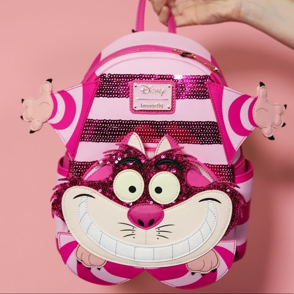 Loungefly Disney Alice in Wonderland Cheshire Cat Sequins Mini Backpack - Picture 1 of 4